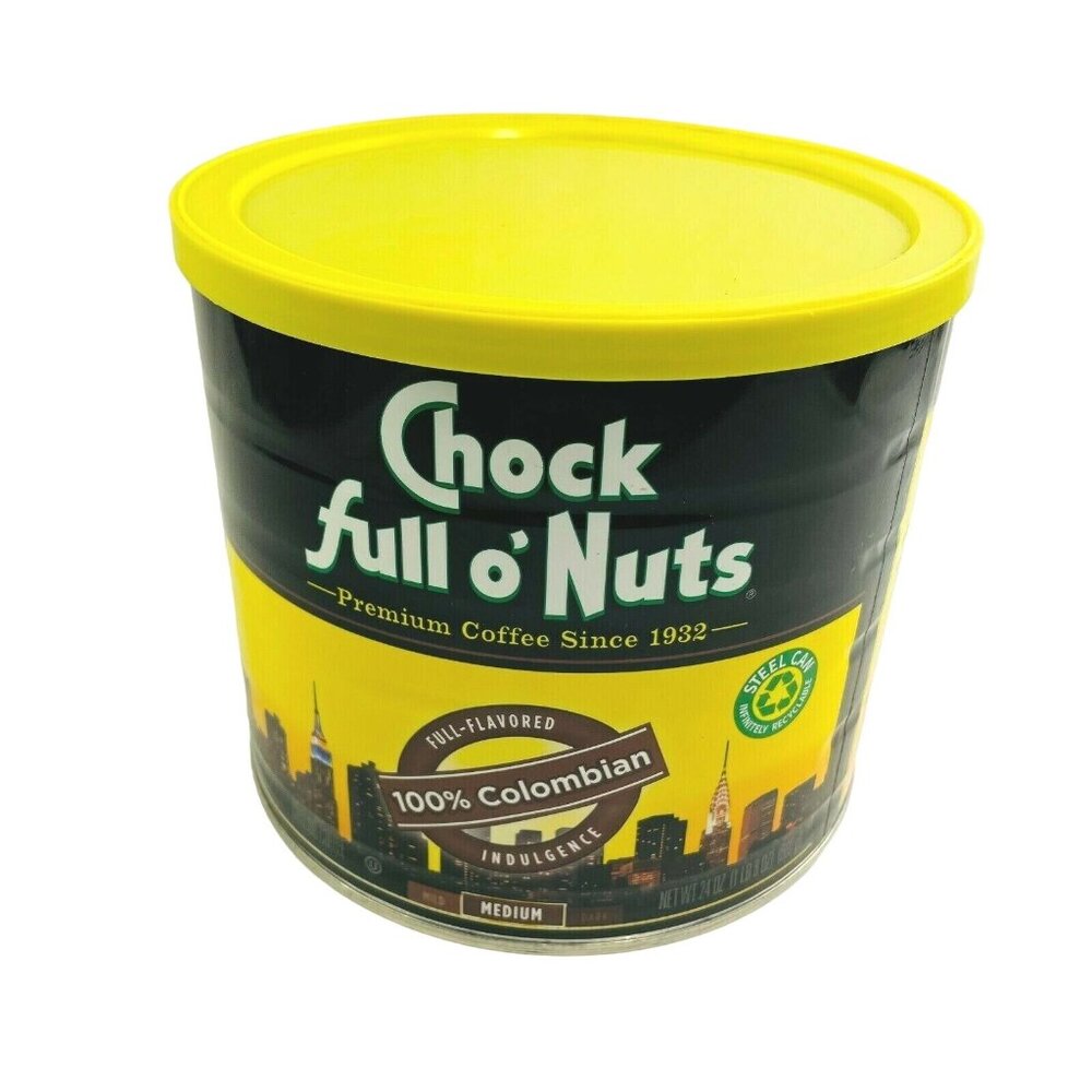 Chock Full O Nuts The Heavenly Coffee Original Tin Can Container EMPTY 24 oz